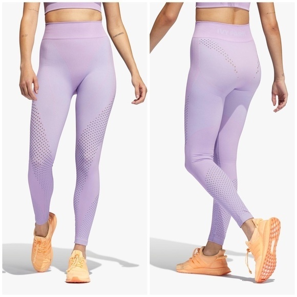 Adidas x IVY PARK Knit Seamless Sport Leggings Athletic Training Purple Lavender - Picture 1 of 14